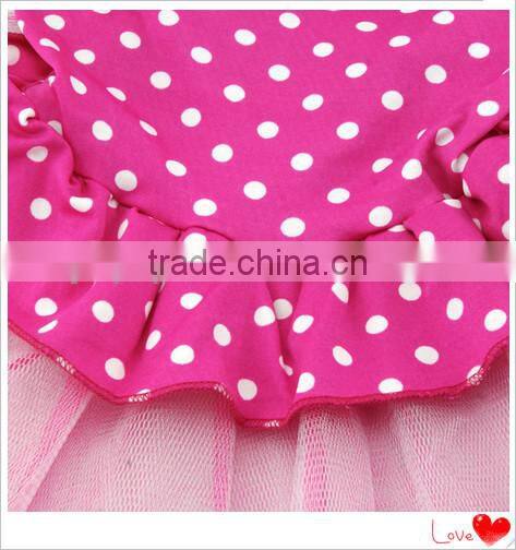 EN 71 Wholesale dog clothes pink dress with white dot for dog