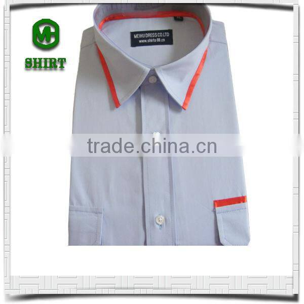 2016 Blue 100%Cotton Wholesale Mens Work Shirts Men Formal Short Sleeve Shirts With Two Chest Pockets
