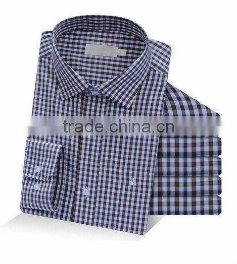 Wholesale classic 100% cotton plaids long sleeve deep color plaids men shirts