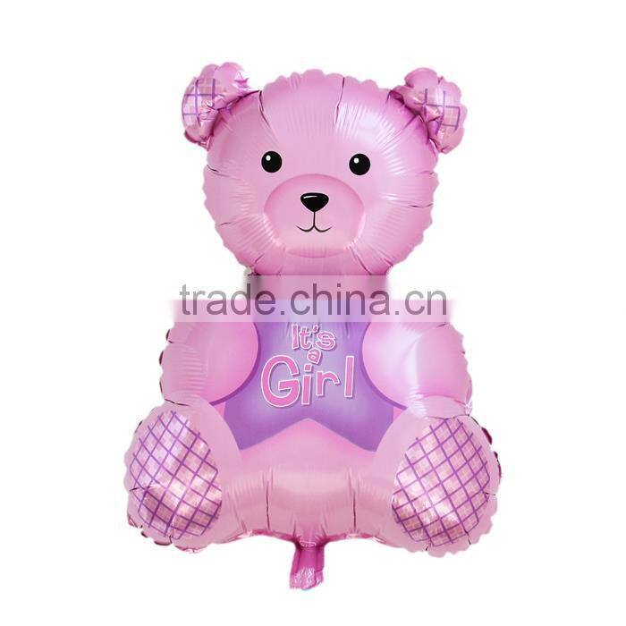 Aluminium Foil Balloons Party Decoration Bear Pink Message "It's A Girl" Pattern