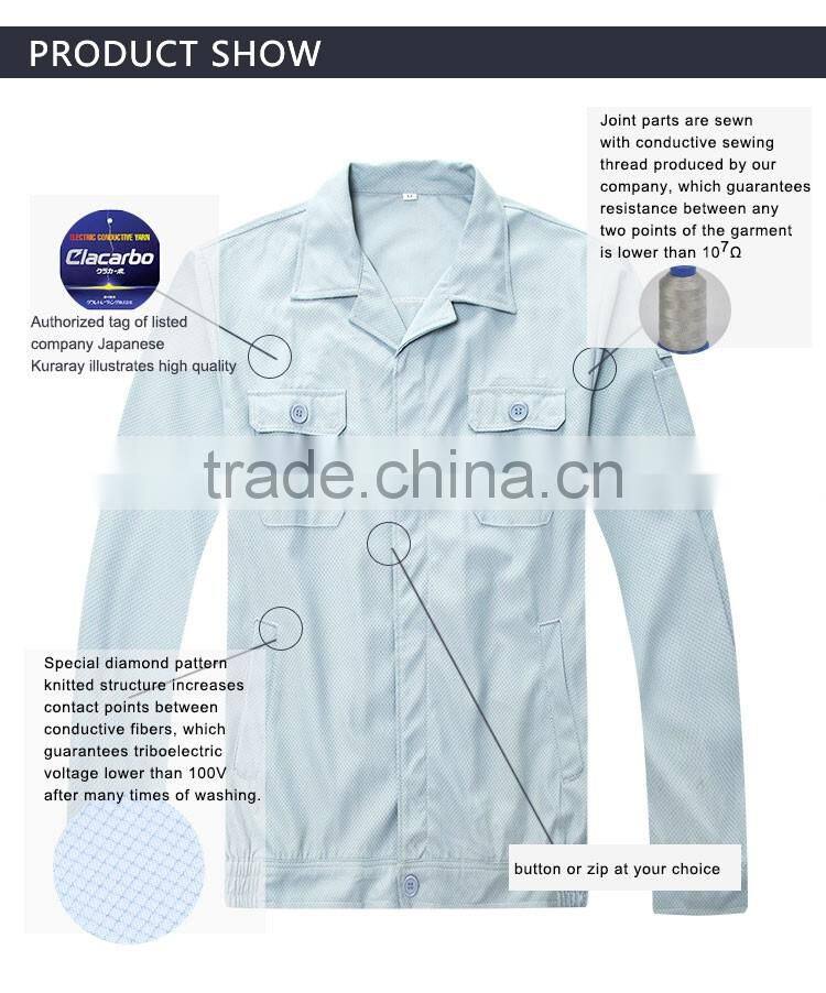 Knitted Antistatic Coat of Low Triboelectric Voltage for Semi Conductor Industry