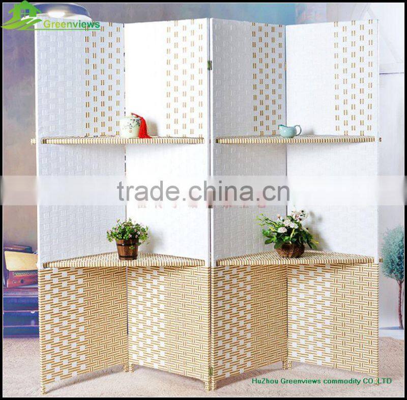 Folding paper rope wooden frame screen Canvas Printed Paper rope style room divider screen GVSD002
