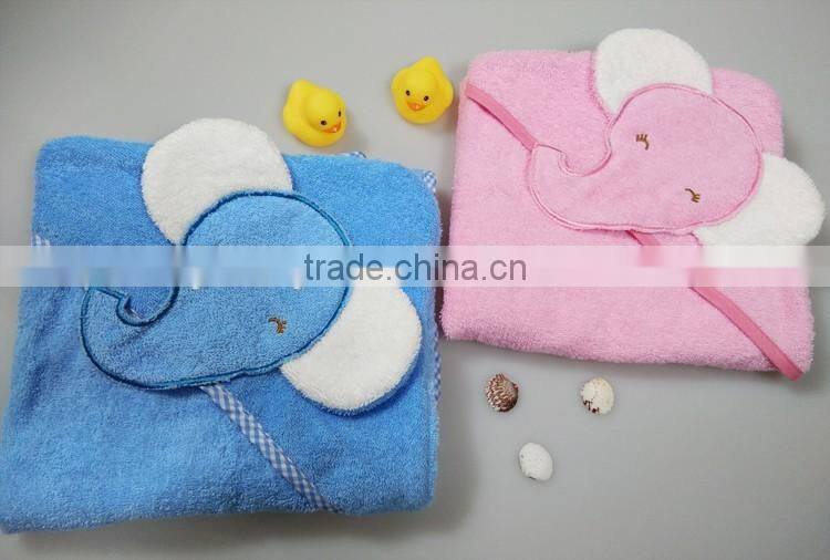 elephant hooded baby towel cotton terry hooded bath towel blue&pink