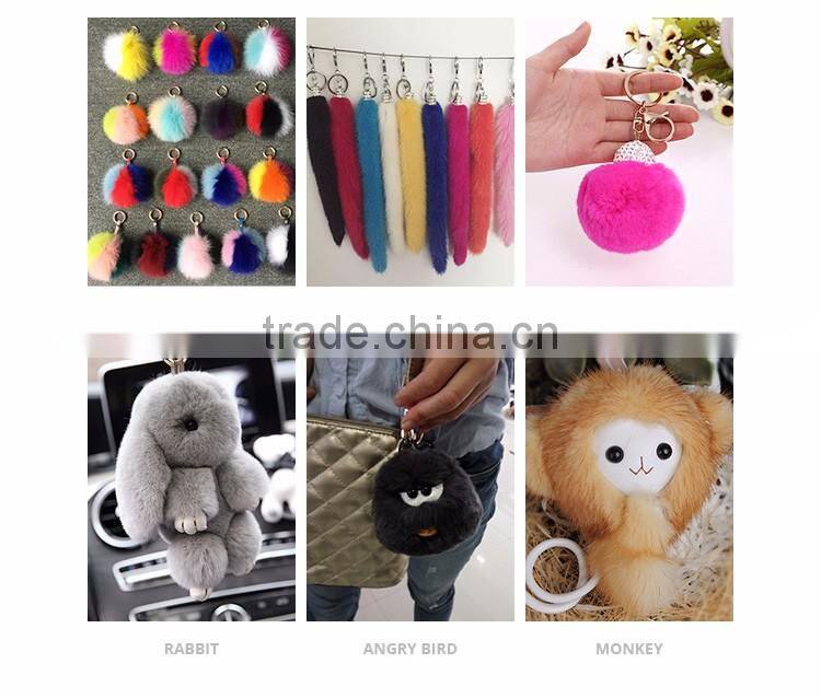 Colorful beautiful keyring fur pompon ball accessories keychain