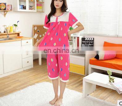 Women Pajama Set Round Neck Sleepwear Sexy Nightwear Soft Sleep Wear