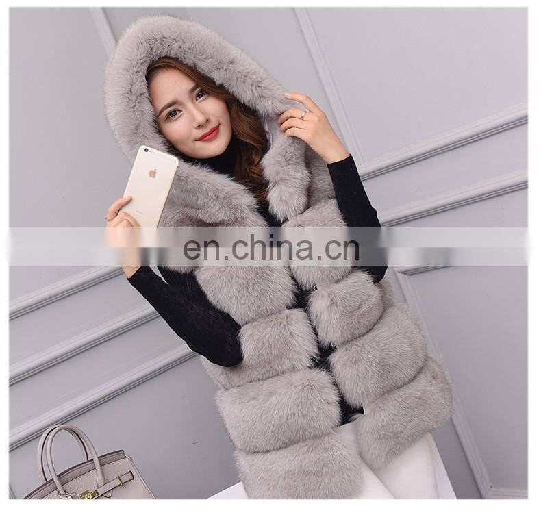 Top Quality Comfortable Wholesale Vest Real Fox Fur Hood Vest / Cheap Fur Vest