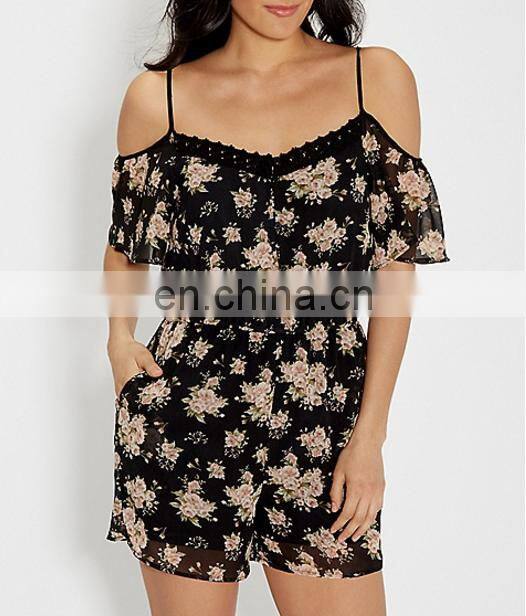 2017 Summer street Fashion ladies floral printed jumpsuits