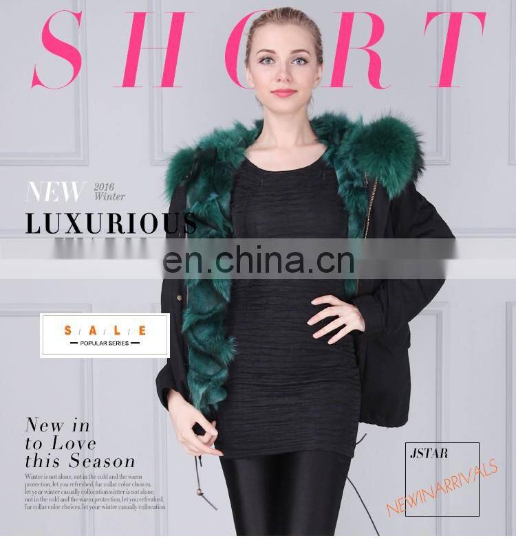 Men and Women short black rabbit fur coat with real lined