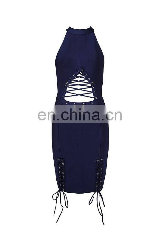 Amigo 2017 new style sleeveless high neck sexy cut out bandage dress mini xxx evening dresses for women party wear