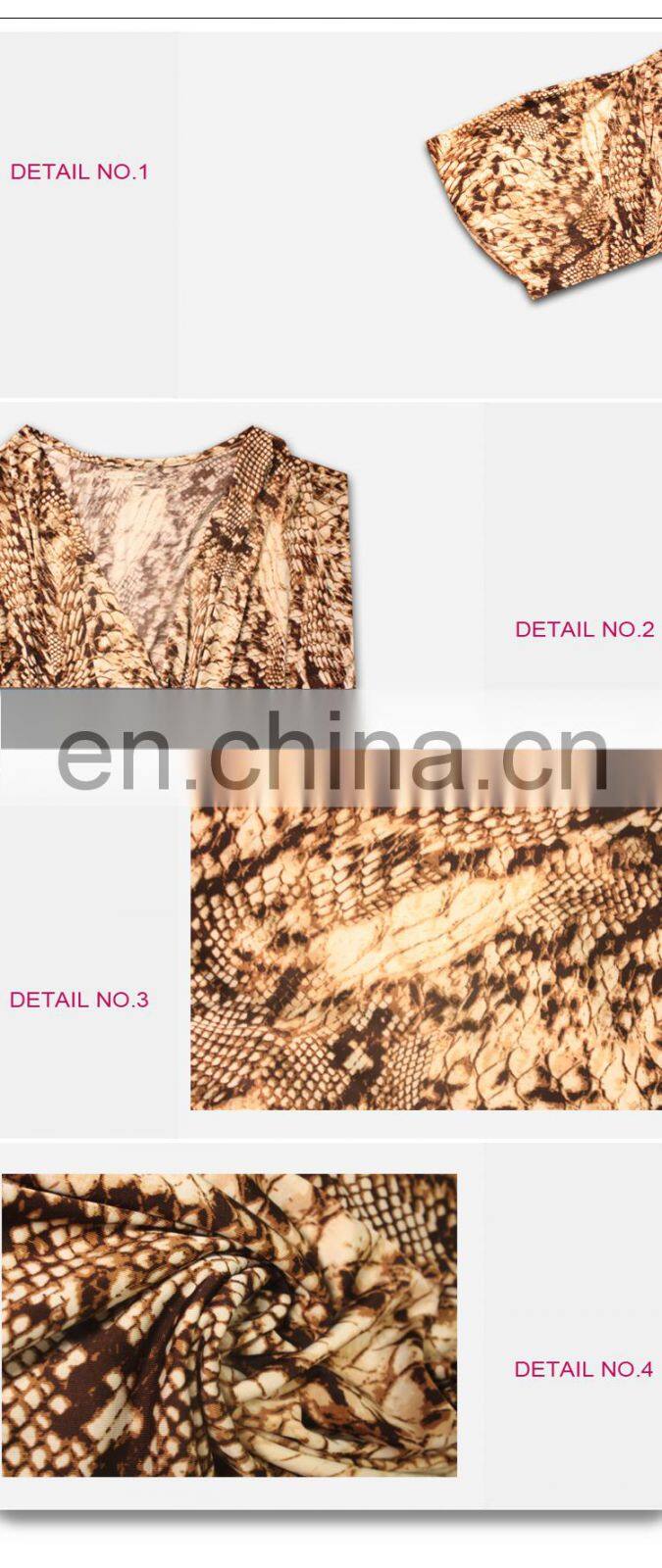 Polyester Spandex Tribal Snake Print Jumpsuit For Women Summer Wearing