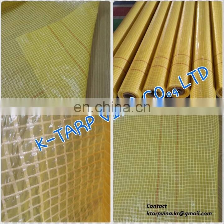 Leno PE tarpaulin, yellow color with micro perforations for waterproofing of low-slope roofing
