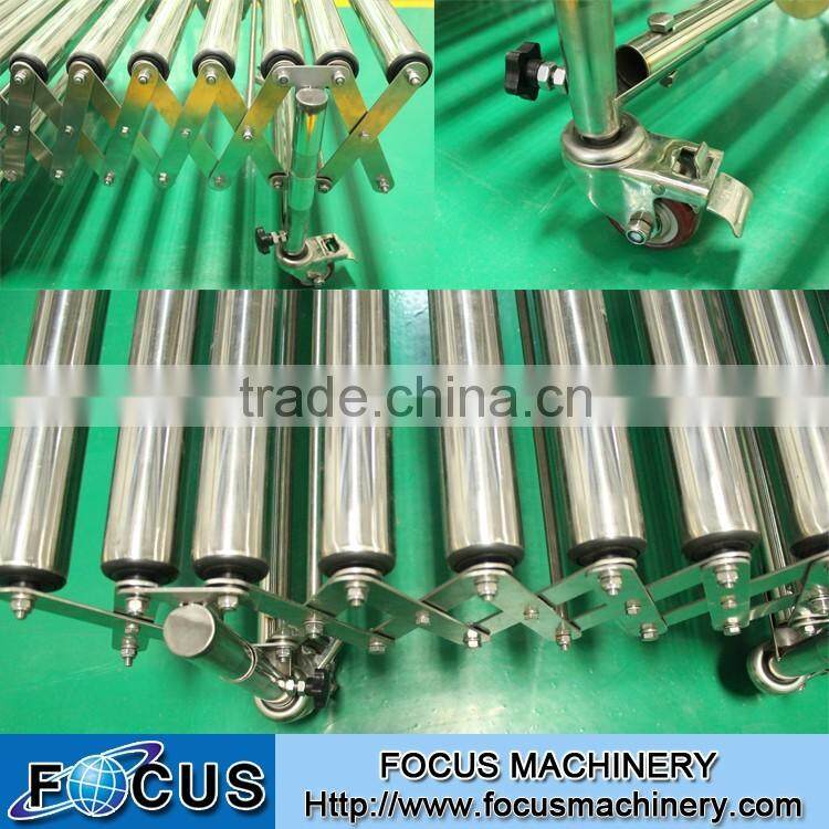 Gravity unpowered stainless steel retractable roller conveyor height adjustable