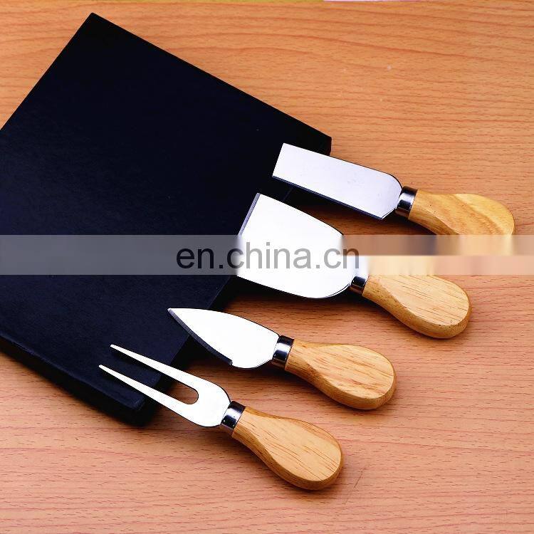 4pcs/set Cheese Useful Tools Set Oak Handle Knife Fork Shovel Kit Graters For Cutting Baking Chesse Board Sets ZA1200
