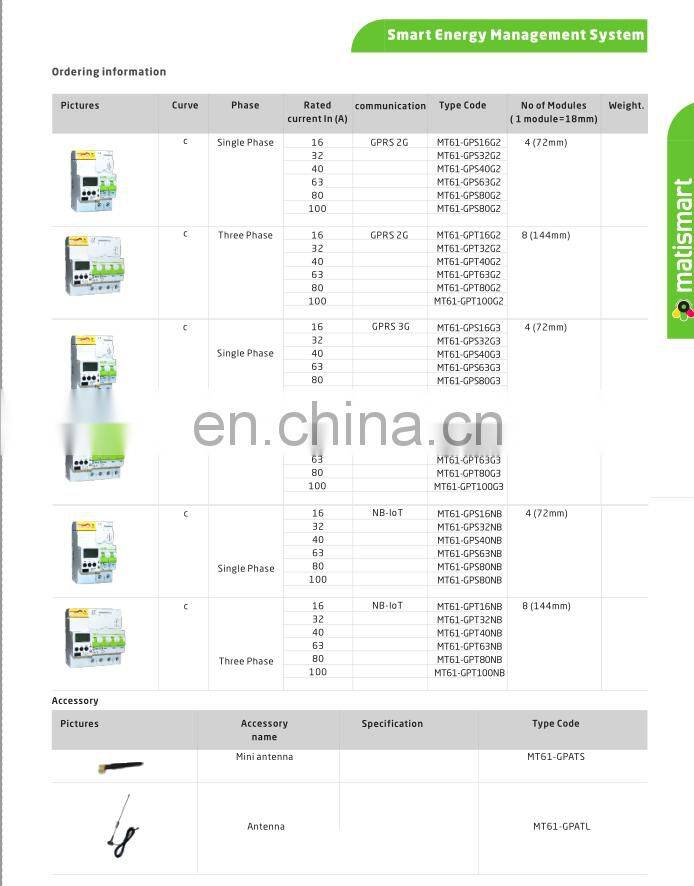 matismart 16a wifi remote control home electricity saver with RS485