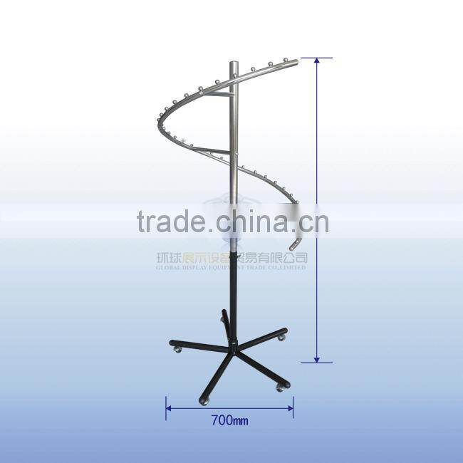 metal chrome spiral display rack for clothing