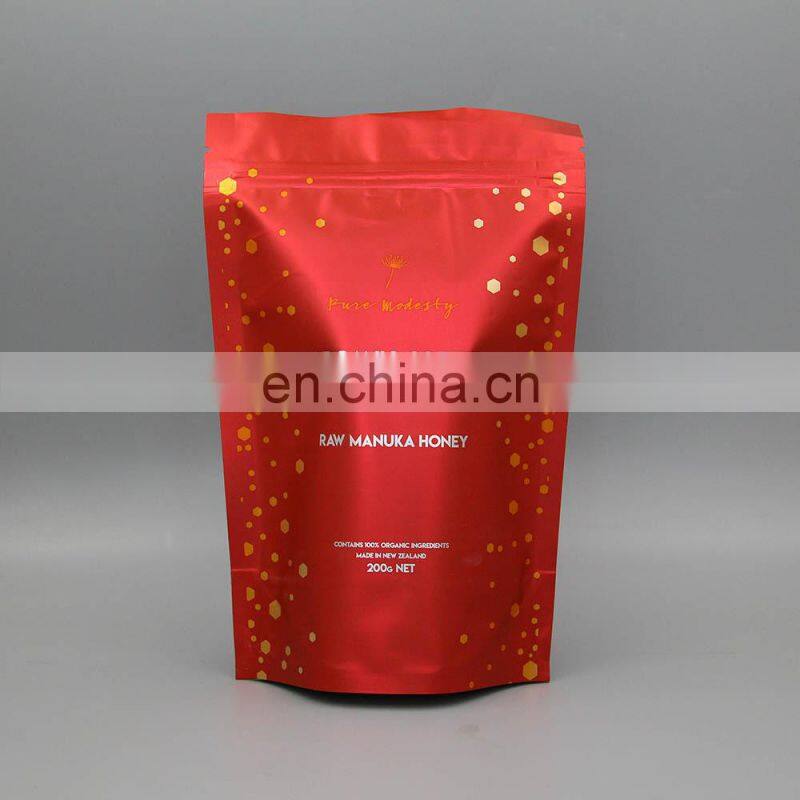 Silver mylar bag custom stand up pouch for tea ,coffee , snack