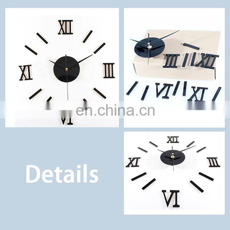 hot sale diy 3d fancy decorative removable wall clock sticker clock for bedroom