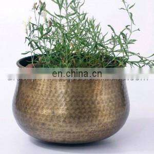 brass plated planter with stand