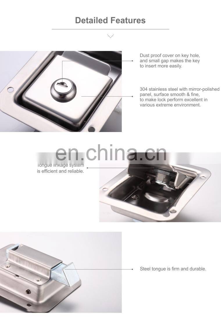 MS858A Silver Mirror-polished 304 Stainless Steel or Steel Special Vehicle/Truck Toolbox Panel Paddle Locks