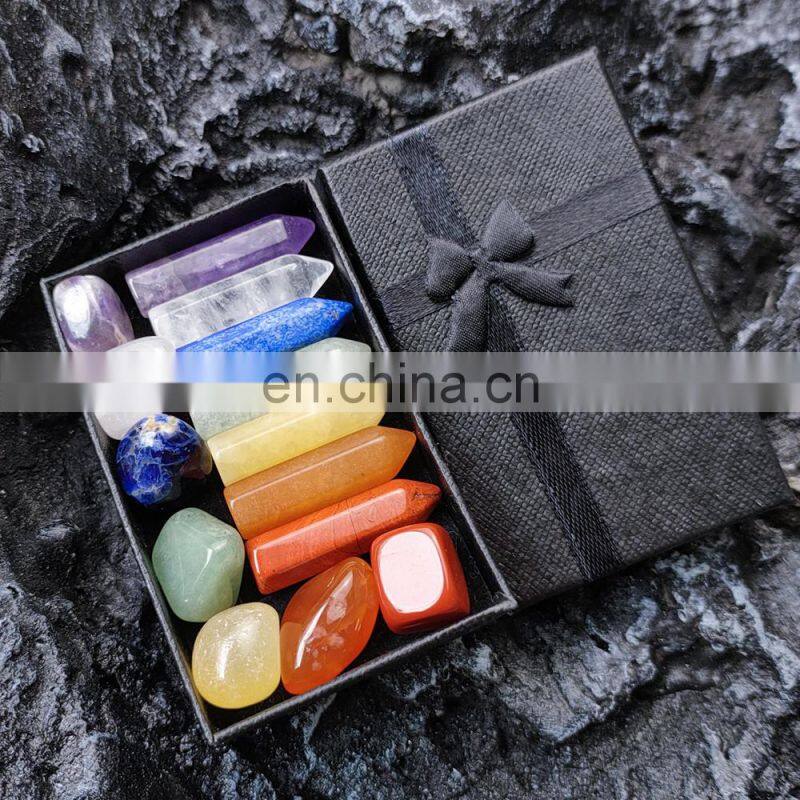 Other Promotional & Business Gifts Precious Meditation Methaphetamine Chakra High Quality Crystal Healing Stones Boxes Set