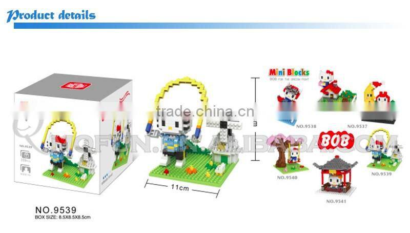 Mini Qute BOB 6 styles kawaii 3D hello kitty moon plastic kids figures diamond building blocks brick model educational toy