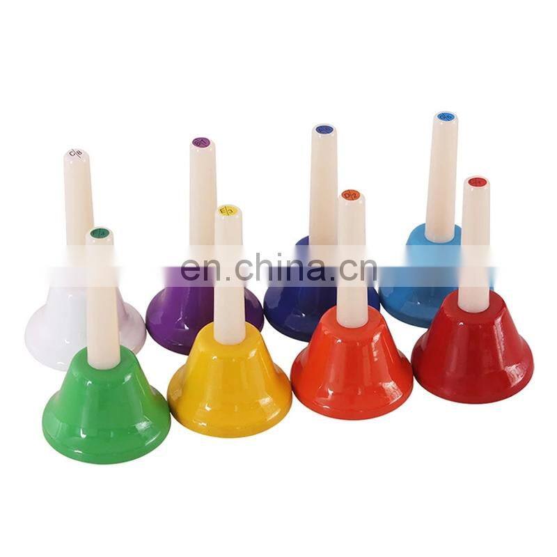 8-Note Hand Bell Children Music Toy Rainbow Percussion Instrument Set 8-Tone Bell Rotating Rattle Beginner Educational Toy Gift