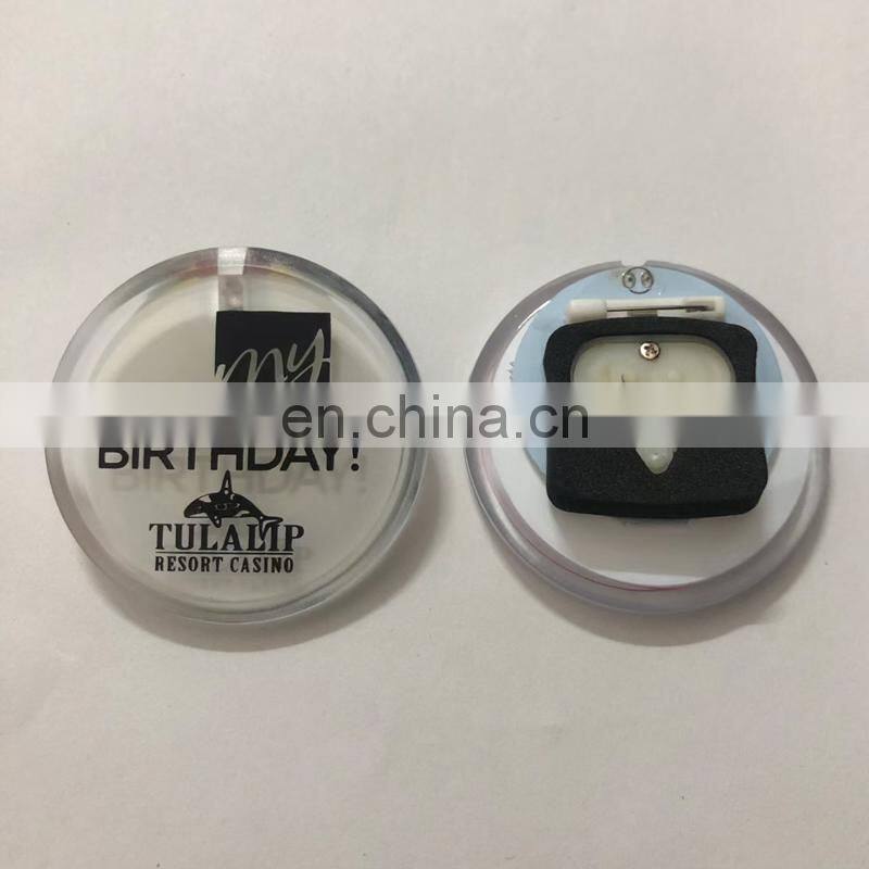 Promotional Acrylic Custom Name Flashing Led Badge Pin