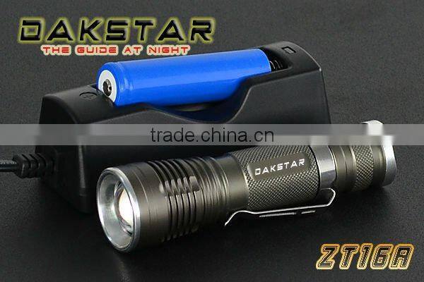 DAKSTAR ZT16A T6 885LM Aluminum LED 18650 Zoom rechargeable Flashlight With CREE
