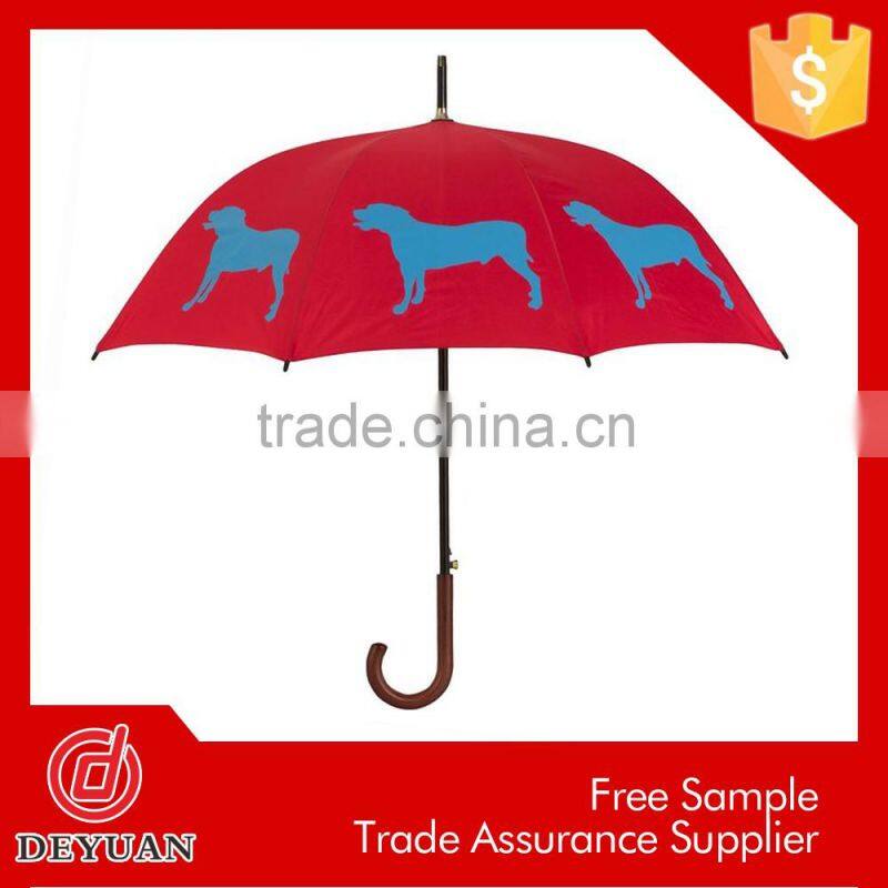 facebook curve handle metal shaft straight dog print umbrella
