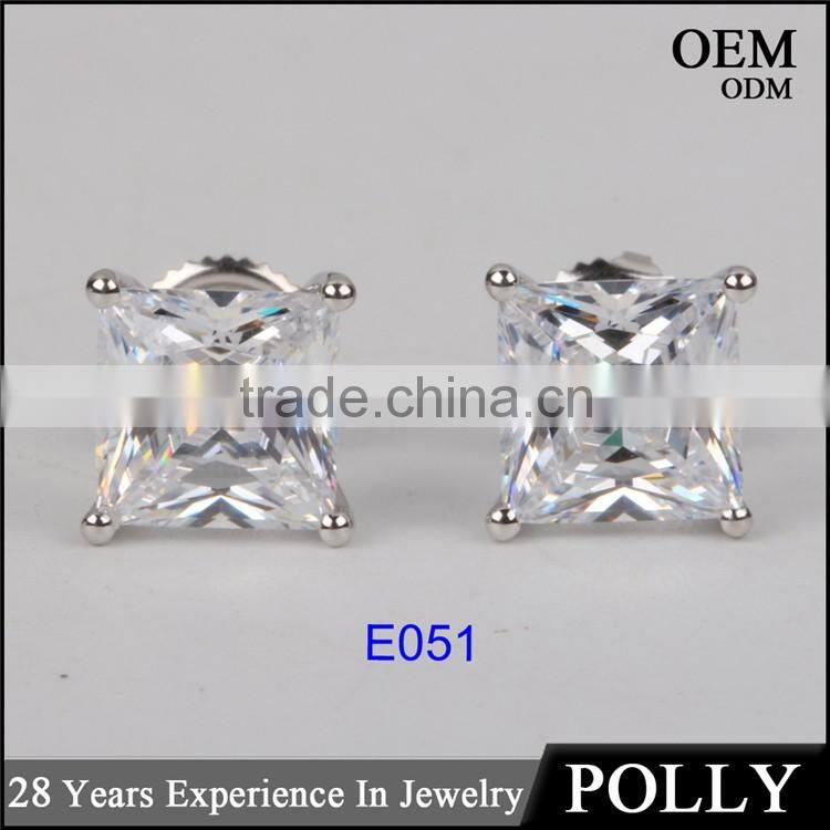 14KT solid gold princess cut AAAAA CZ earrings jewelry manufacturers