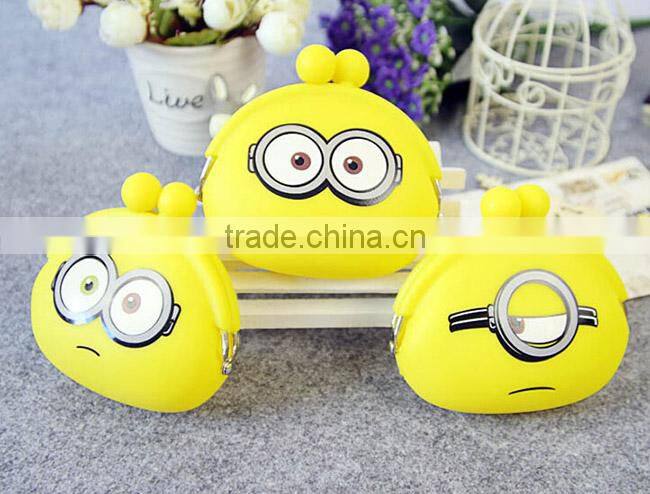 12years factory silicone minions coin purse/Yellow Minions purse factory price/cartoon characters purse