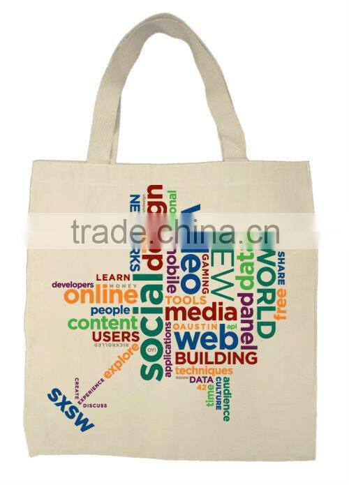 2016 custom printed canvas shoulder tote bag wholesale