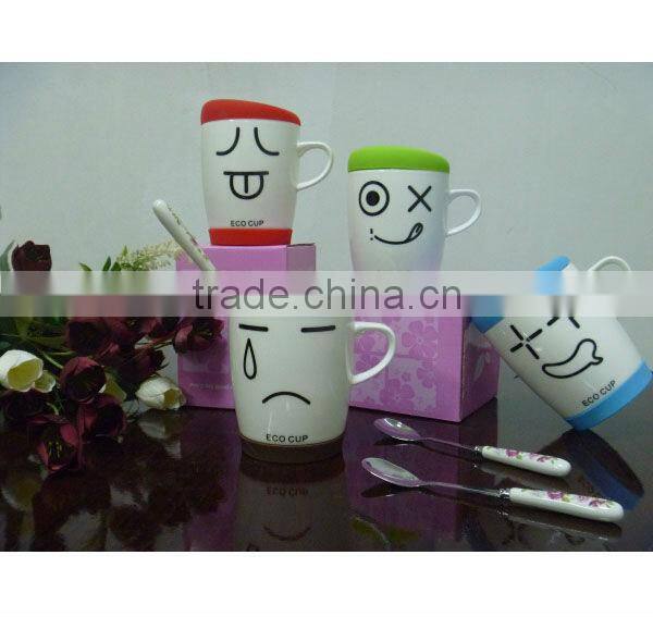 2012 newest porcelain coffee mug with silicon lid and bottom BY-SB2