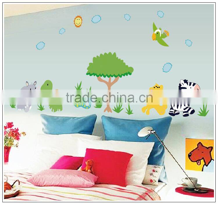 Happy Jungle animal Wall decal Removable stickers kids Baby nursery decor art