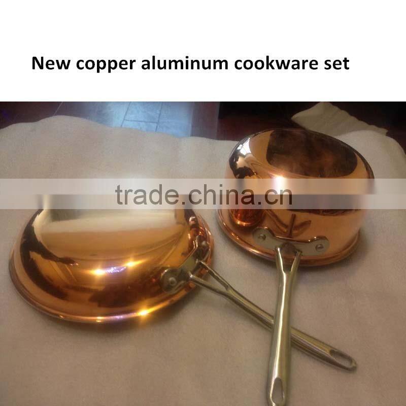 Copper Aluminum Non-stick Cookware Set Cooking Milk Pot Saucepan with Long S/S Handle
