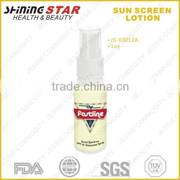 2015 new design water resistant sunscreen spray 30ml