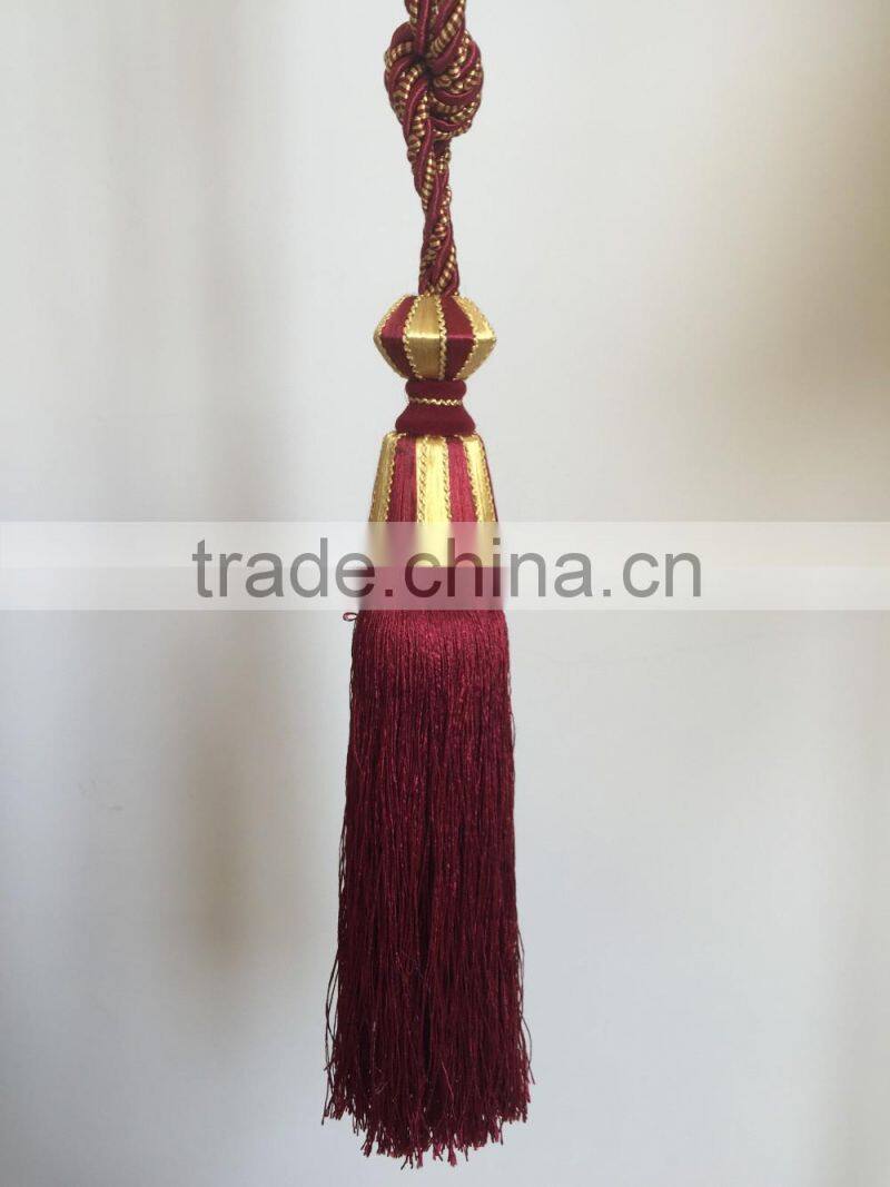 High quality wholesalers curtain accessory polyester material tassel tieback for home decorative