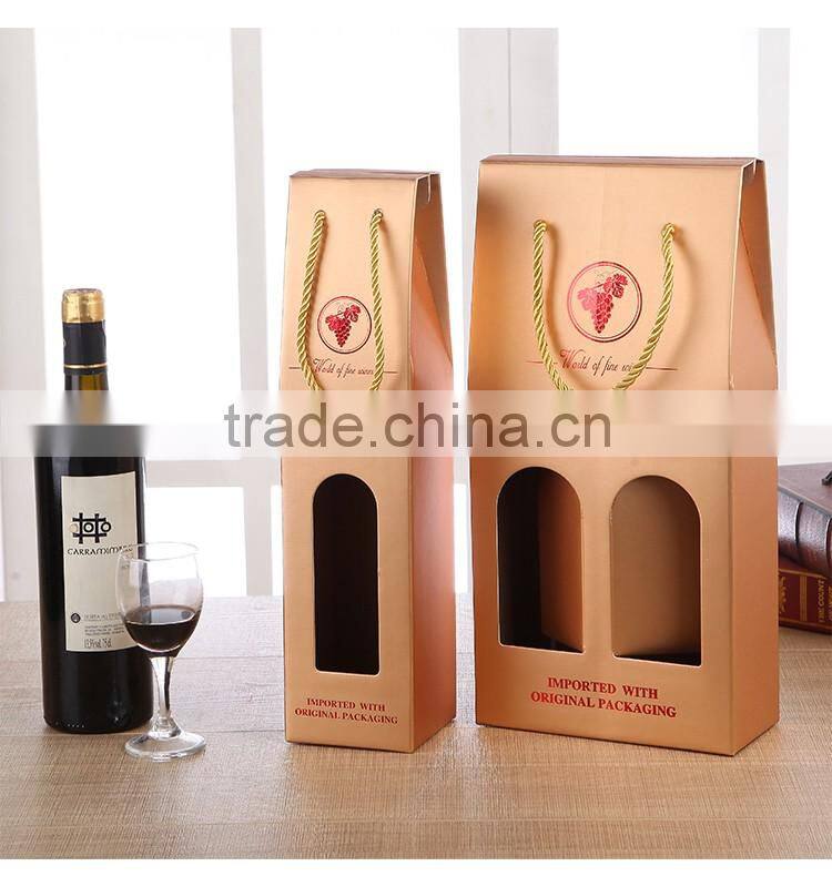 custom corrugated paper wine pack box with handle