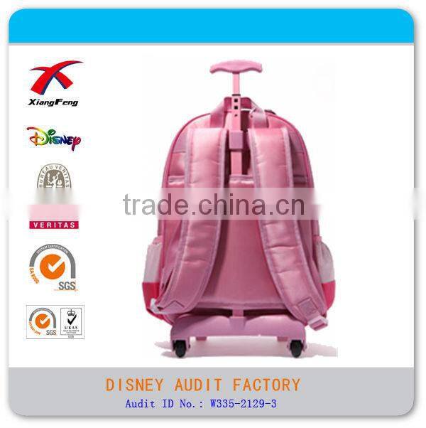Nylon cartoon new style girl kids school trolley bag