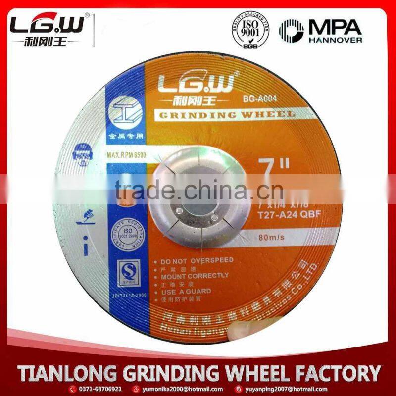 343 Ligangwang hot sale 180*6*22 depressed center grinding wheel for Thailand market