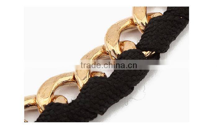 Hot sale fashion jewelry golden alloy rope braided metal necklace