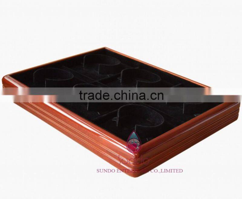 Fancy 6cps wooden jewelry bangle tray for display