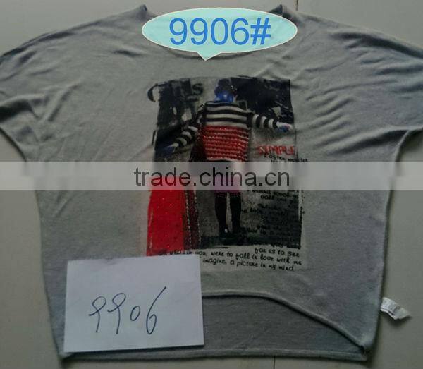 Printing and hot drilling technology of girls overpull sweater 9906#