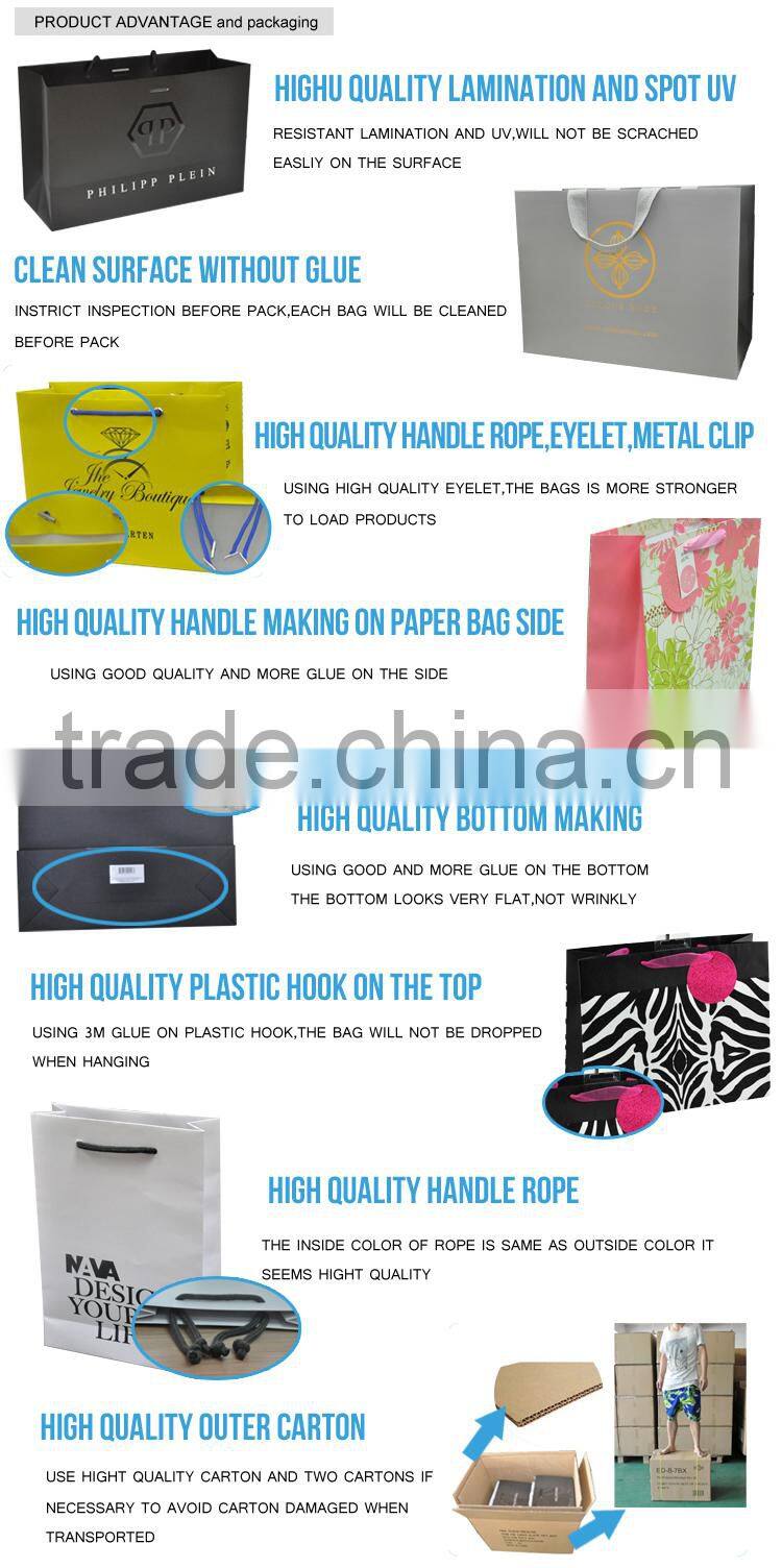 High quality pakage bag supplier with rope handle , kraft paper craft birthday gift party bag