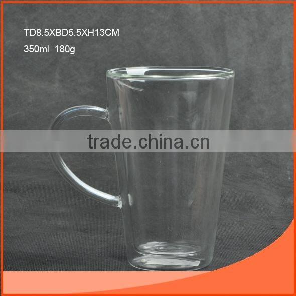 250ml double wall glass cup with high quality