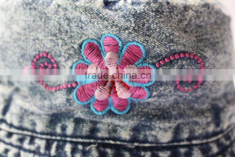 Comfortable funny jean embroidery kids bucket hats