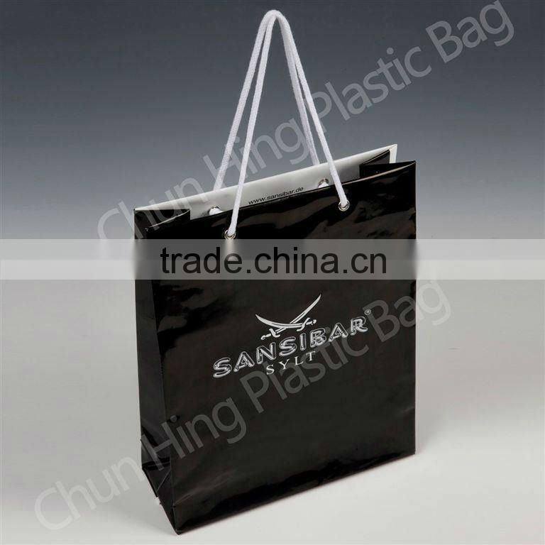 custom printed frosted shopping bags with rope handle