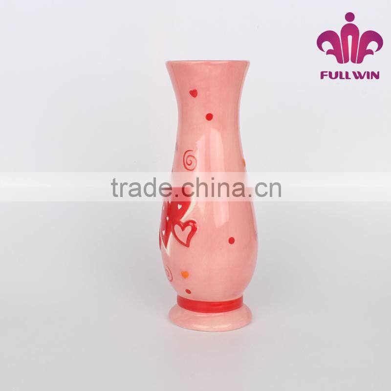 Full Win decorative high quality ceramic flower vase with heart design