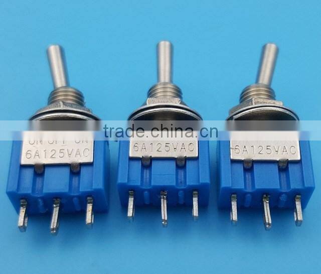 50Pcs Blue MTS-103 3-Pin 6MM Mini SPDT ON-OFF-ON 6A 125VAC Toggle Switches