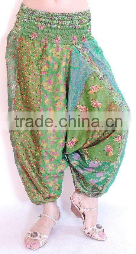 2103 Vintage Silk Saree Aladdin Pants baggy trousers for women sari Pantalon Trouser